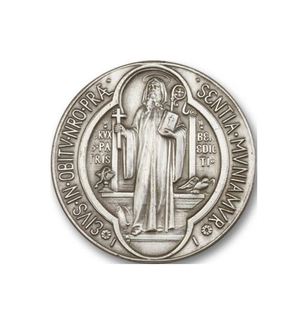 bliss st benedict patron saint pewter auto visor clip