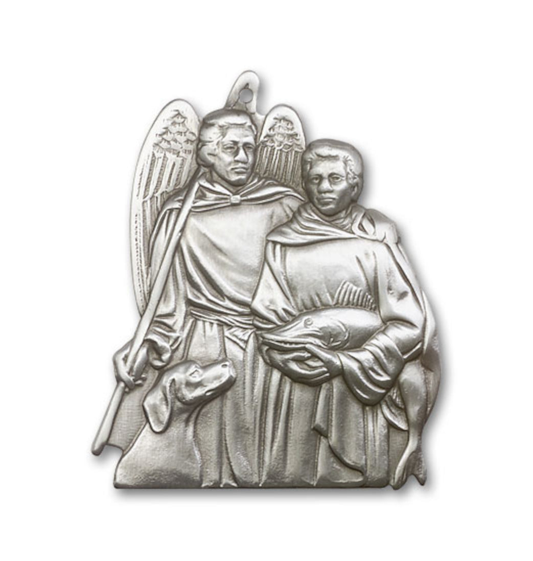 bliss st raphael archangel figure pewter auto visor clip