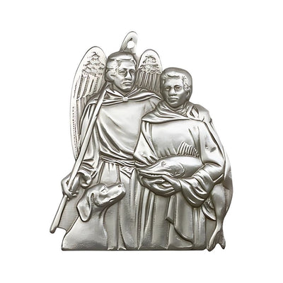 St. Raphael Archangel Figure Pewter Auto Visor Clip, Made In Usa, Bliss Manufacturing