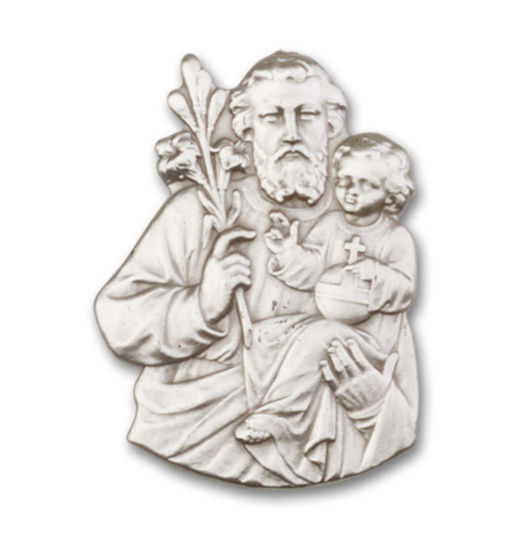 bliss st joseph and child jesus figure pewter auto visor clip