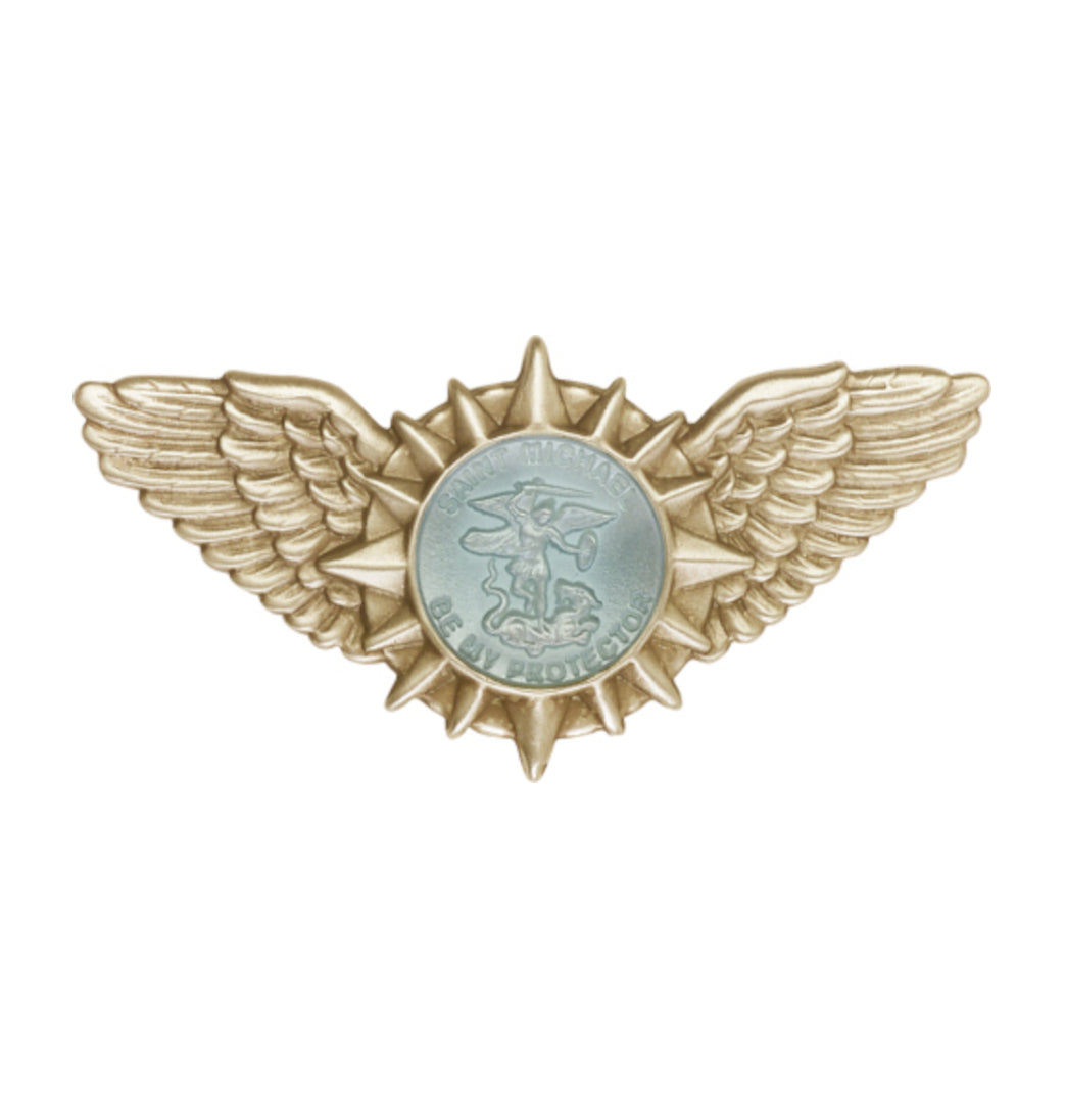 bliss blue epoxy st michael wings gold auto visor clip