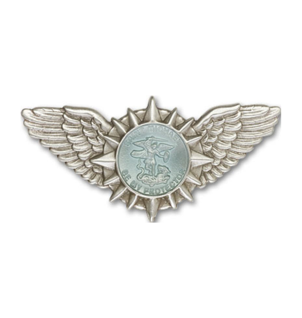 bliss blue epoxy st michael wings pewter auto visor clip