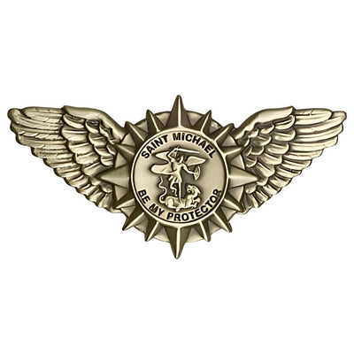 St. Michael Wings Gold Oxide Auto Visor Clip, Made in USA, Bliss Manufacturing