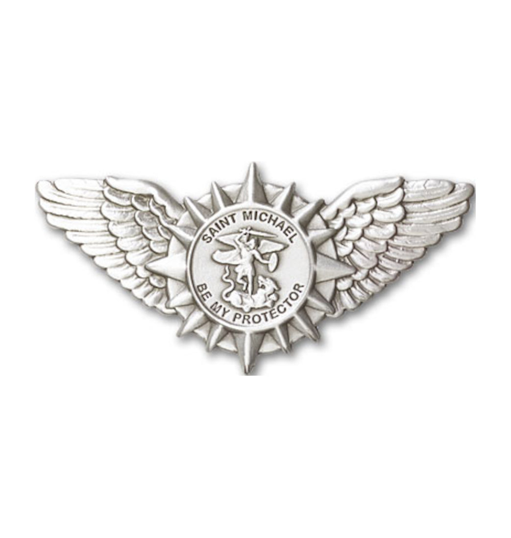 bliss st michael wings pewter auto visor clip