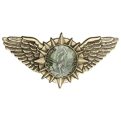 Blue Epoxy St. Christopher Wings Gold Oxide Auto Visor Clip, Made in USA, Bliss Manufacturing