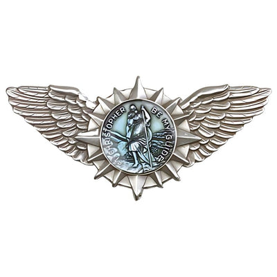 Blue Epoxy St. Christopher Wings Pewter Auto Visor Clip, Made in USA, Bliss Manufacturing