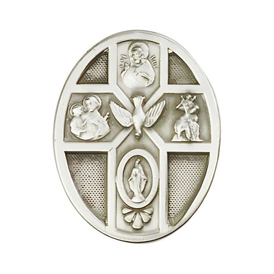 Holy Spirit 5-Way Cross Auto Visor Clip In Pewter, Bliss Manufacturing