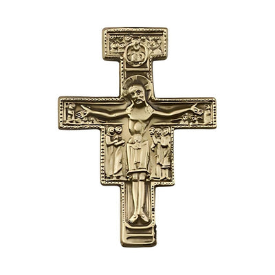 San Damiano Crucifix Auto Visor Clip In Gold Oxide, Bliss Manufacturing