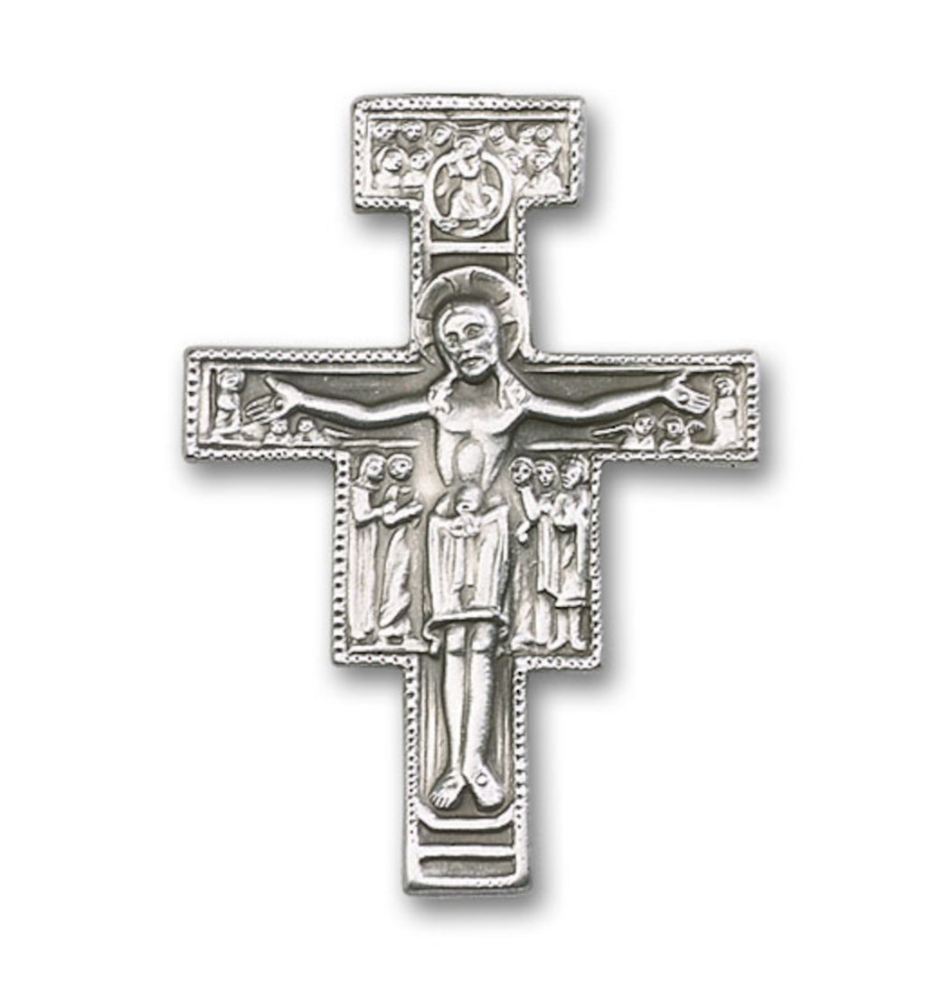 bliss san damiano crucifix pewter auto visor clip