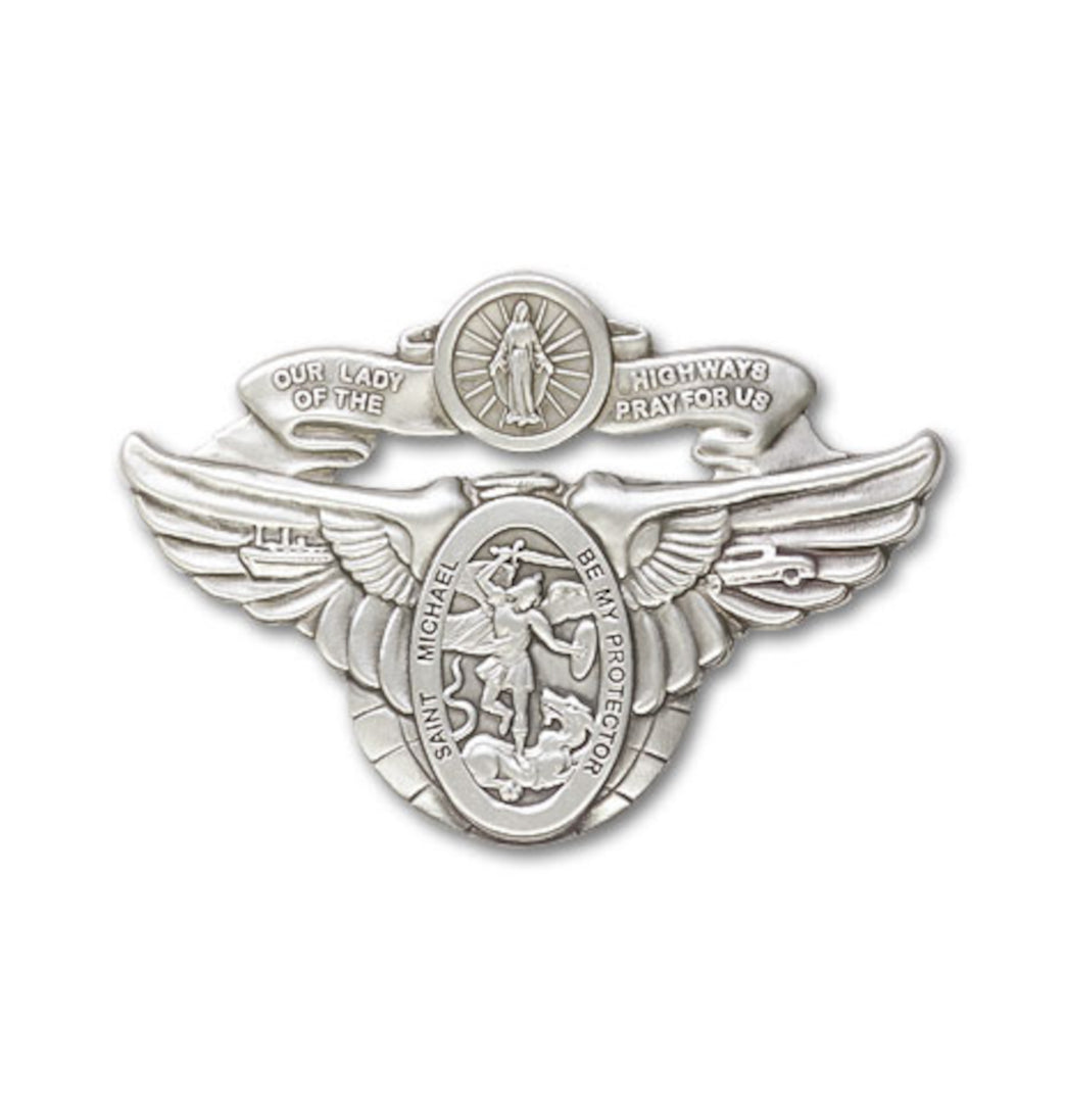 bliss our lady of the highway and st michael pewter auto visor clip