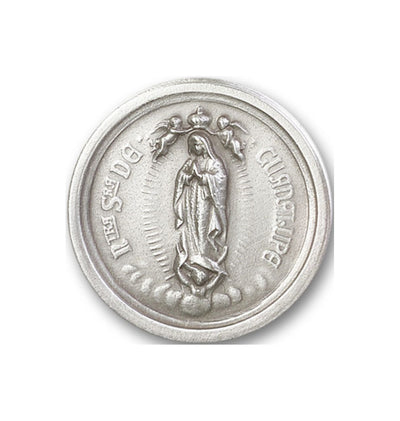 Round Our Lady Of Guadalupe Patron Saint Pewter Auto Visor Clip, Bliss Manufacturing