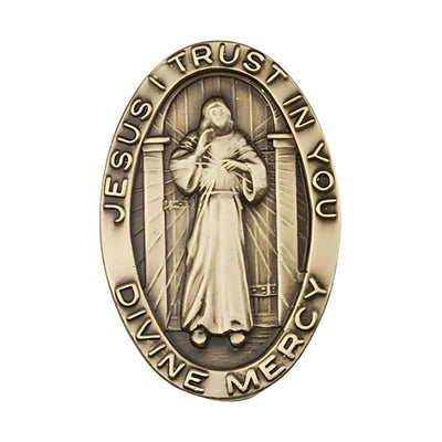 Divine Mercy Jesus Auto Visor Clip In Pewter - Gold, Bliss Manufacturing