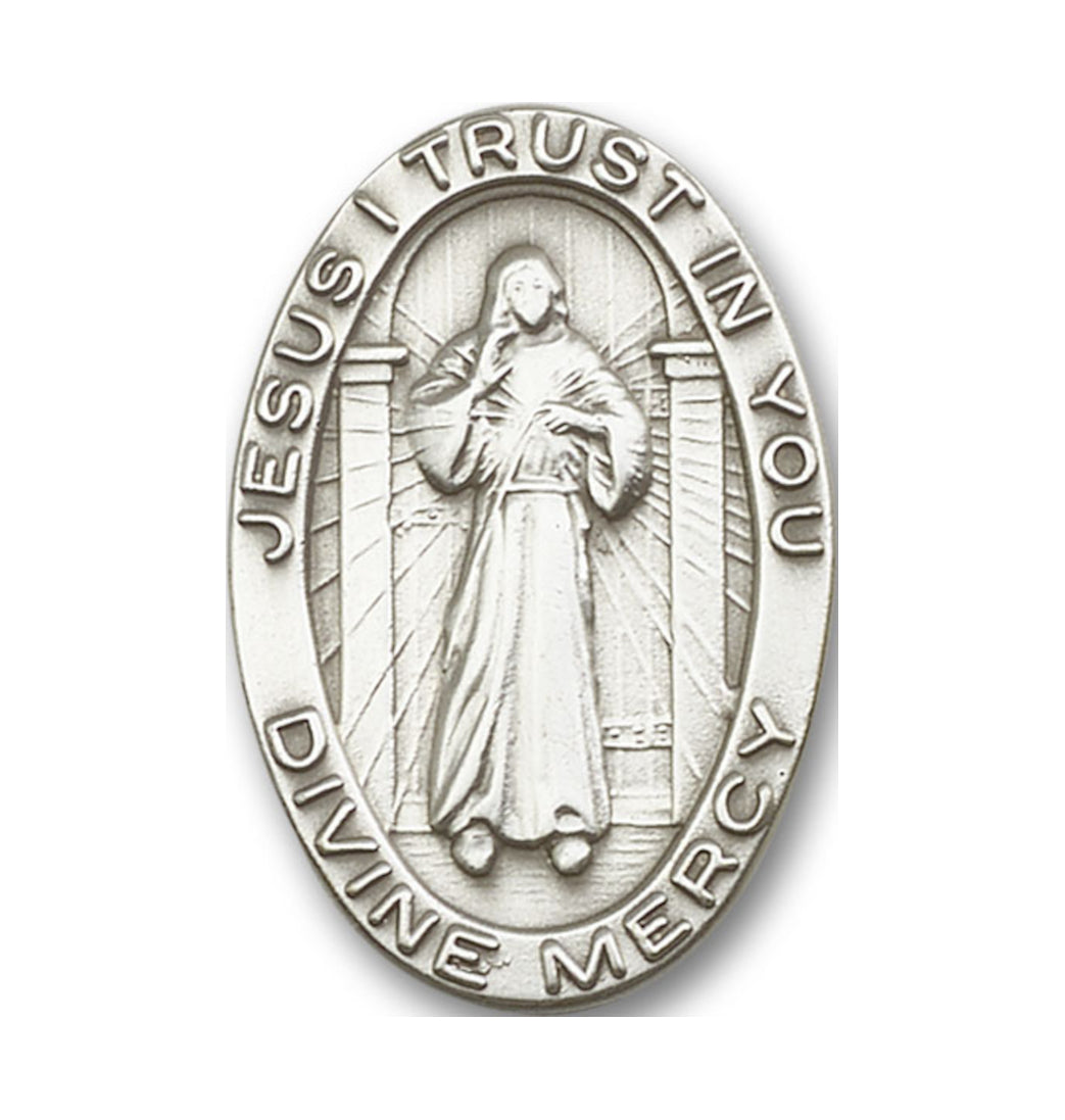 bliss oval jesus divine mercy pewter auto visor clip