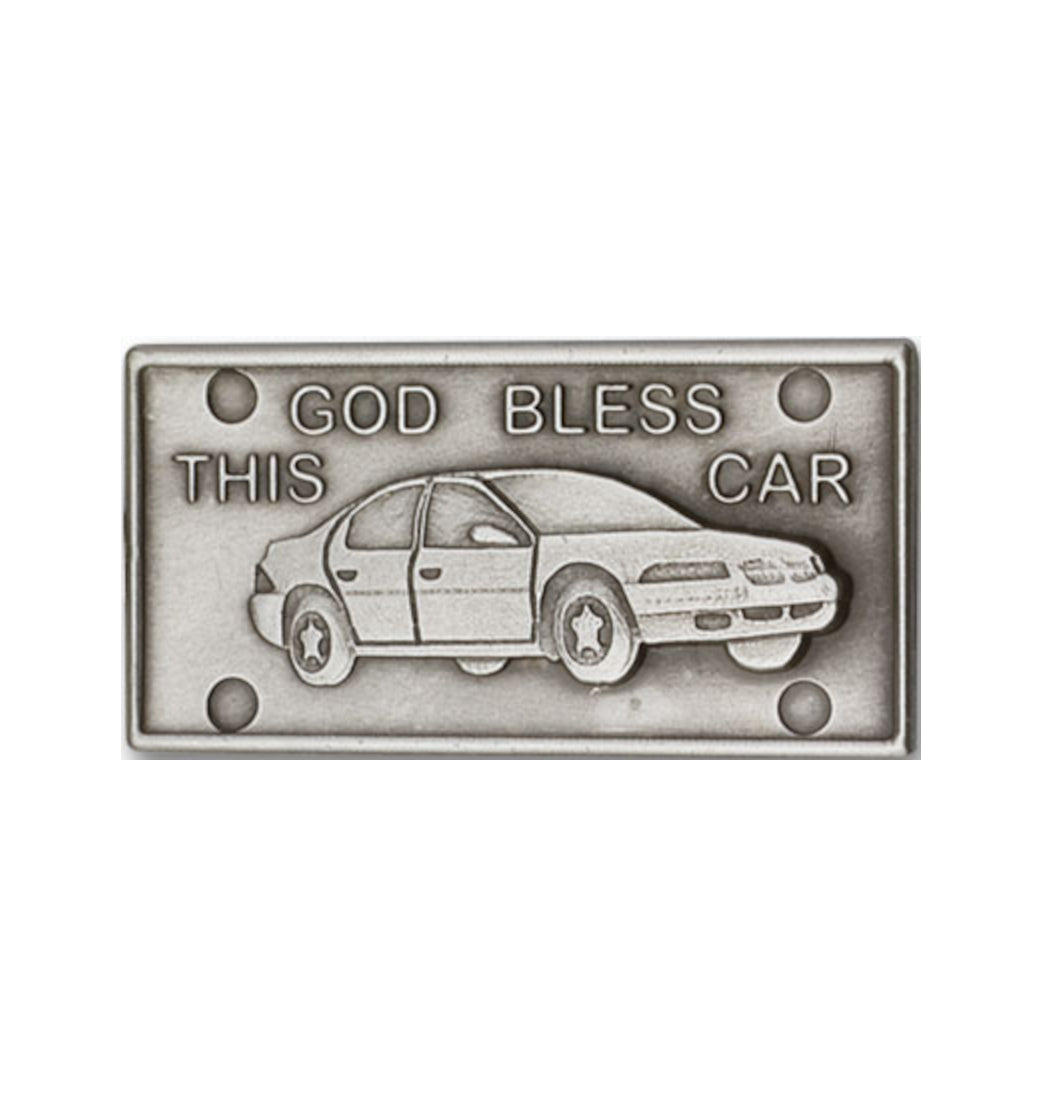 bliss god bless this car pewter auto visor clip