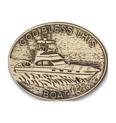 God Bless This Boat Gold Auto Visor Clip, Bliss Manufacturing