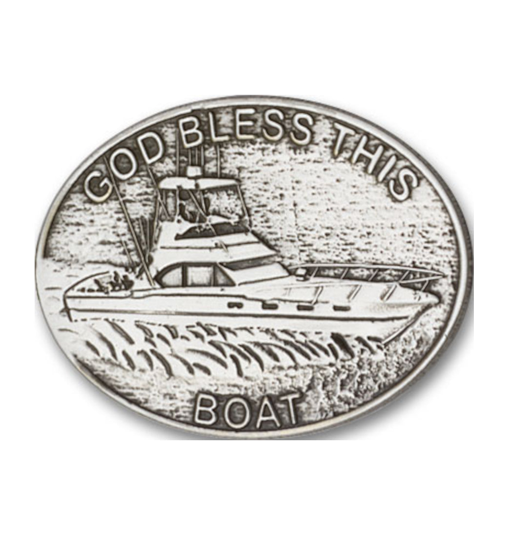 bliss god bless this boat pewter auto visor clip