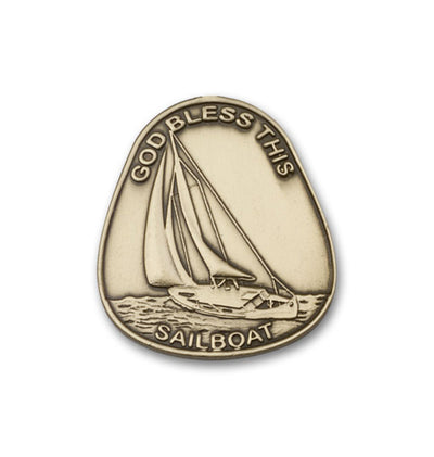 God Bless This Sailboat Gold Visor Clip, Bliss Manufacturing