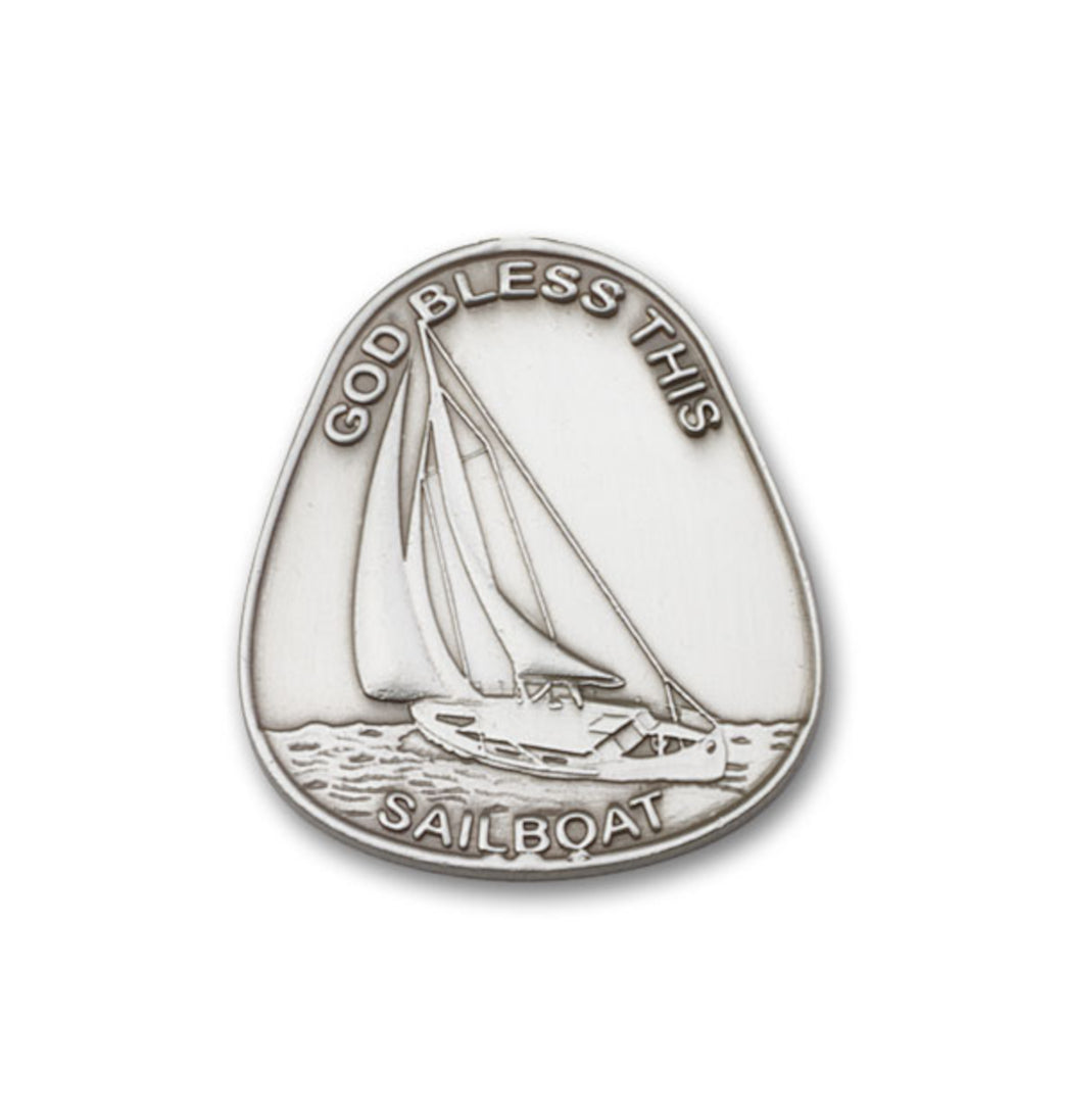 bliss god bless this sailboat pewter visor clip