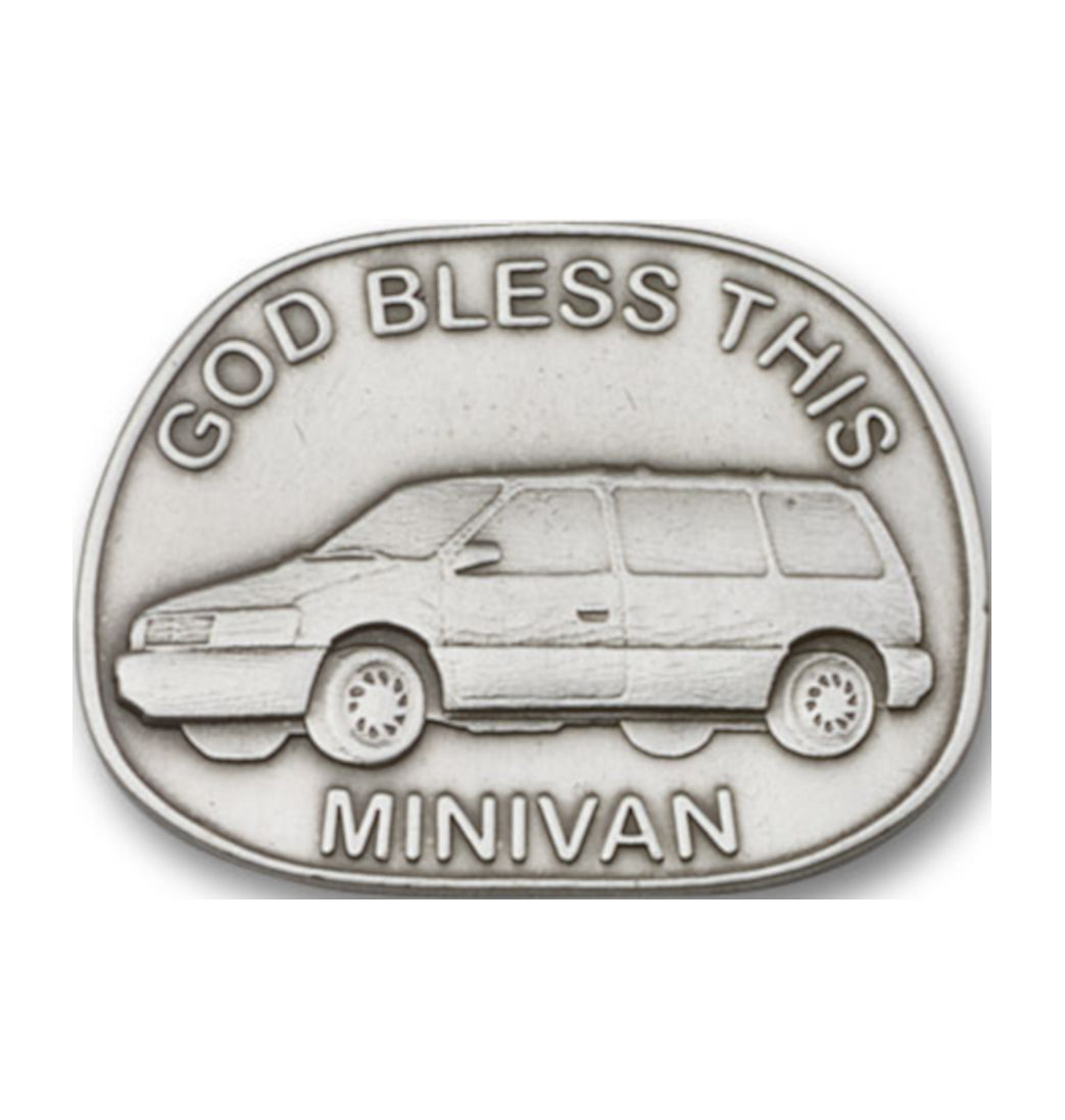 bliss god bless this mini-van pewter auto visor clip