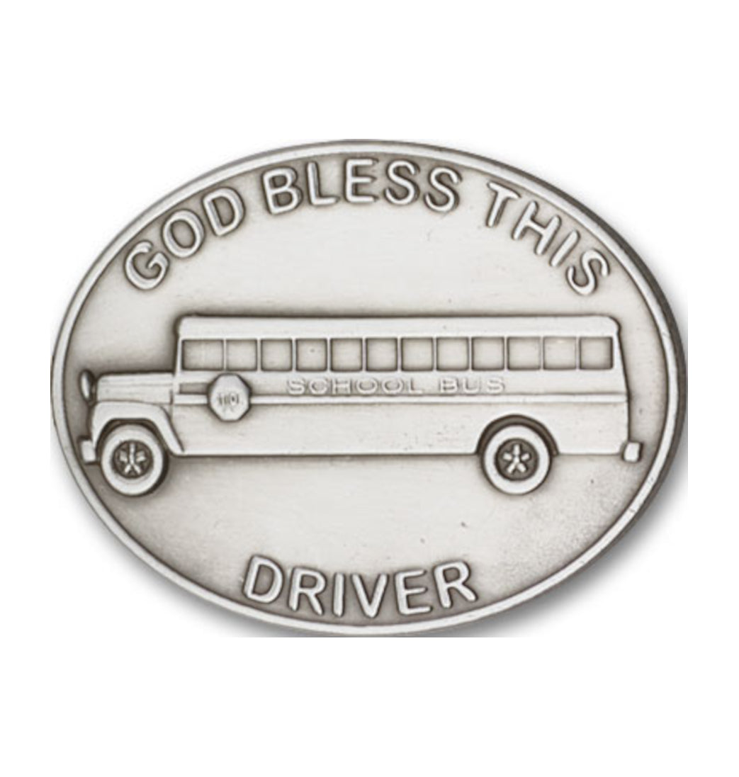 bliss god bless this bus driver pewter auto visor clip