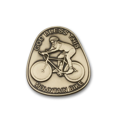God Bless This Mountain Bike Gold Visor Clip, Bliss Manufacturing