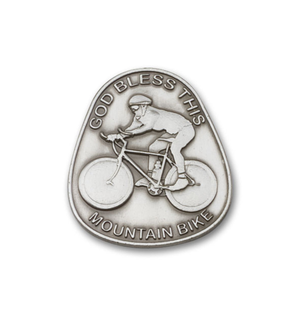 Bliss God Bless This Mountain Bike Pewter Visor Clip