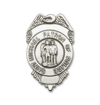 St Michael Police Officer Badge Pewter Auto Visor Clip, Bliss Manufacturing