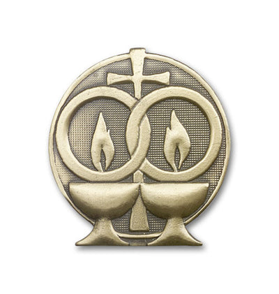 Wedding Two Candles And Cross Gold Auto Visor Clip, Bliss Manufacturing