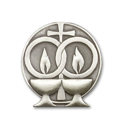 Wedding Two Candles And Cross Pewter Auto Visor Clip, Bliss Manufacturing