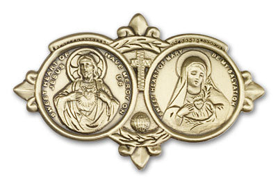 bliss jesus and mary sacred hearts gold  auto visor clip