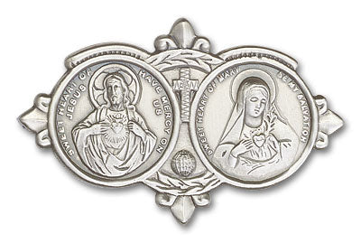 bliss jesus and mary sacred hearts pewter auto visor clip