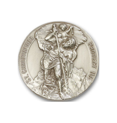Round Saint Christopher Pewter Auto Visor Clip, Bliss Manufacturing