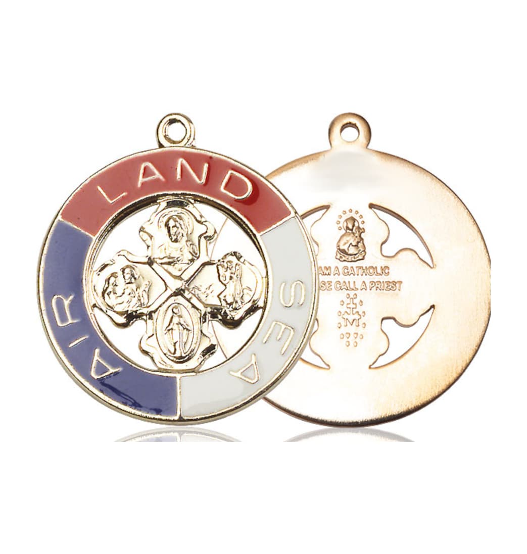 Bliss Manufacturing Military Land, Sea, Air 14kt Gold 4-Way Cross Medal Only,