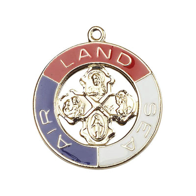 Military Land, Sea, Air 14kt Gold 4-Way Cross Medal Only, Measures 1 1/4-Inch Tall By 1 1/8-Inch Wide, Bliss Manufacturing