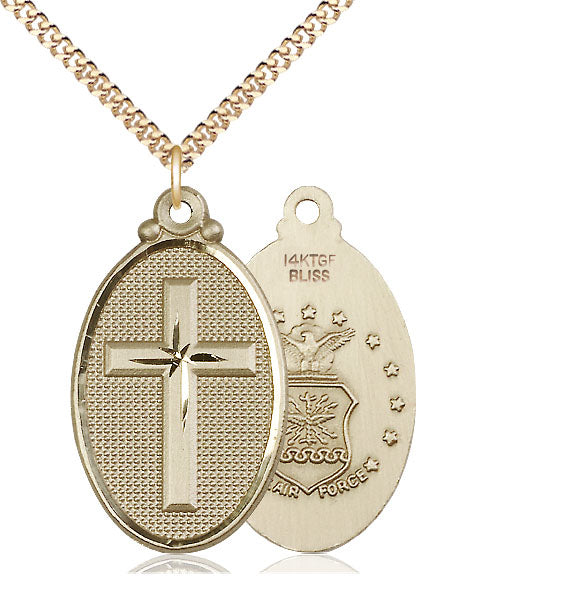 Bliss Manufacturing Air Force Christian Cross Oval Medal Necklace