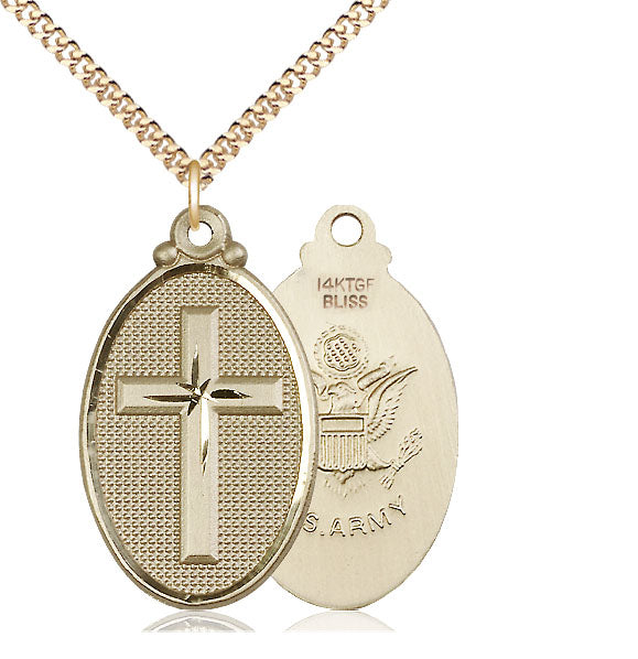 Bliss Manufacturing Army Christian Cross Oval Medal Necklace