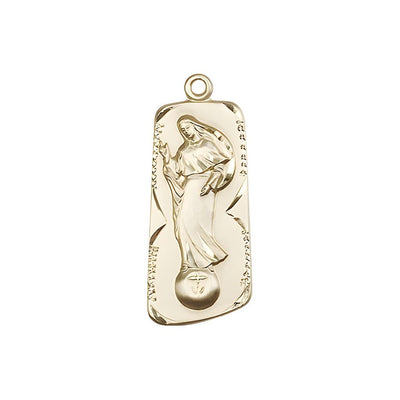 14kt Gold Our Lady of Mental Peace Medal, Measures 1 3/8-inch tall by 1/2-inch wide, Bliss Manufacturing