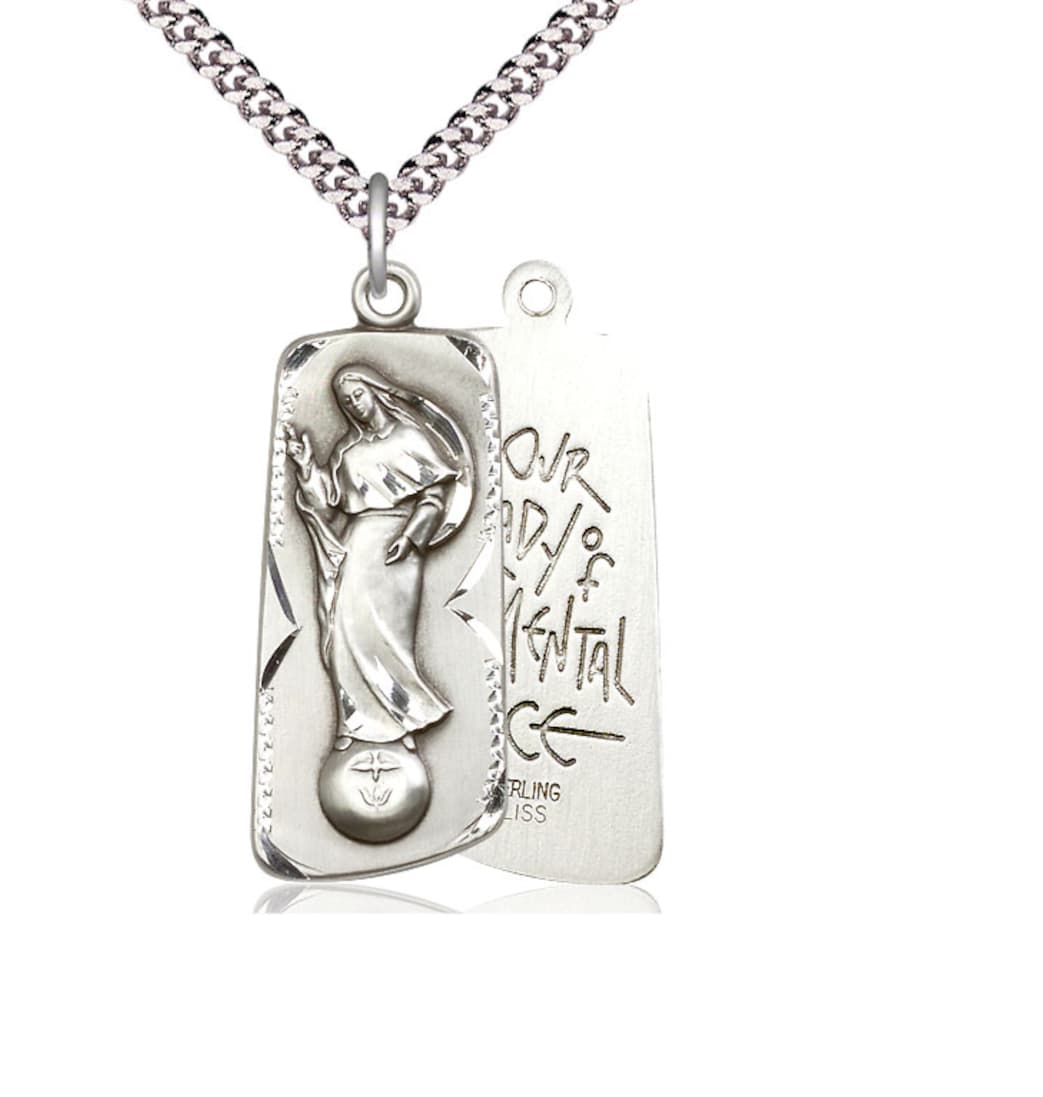 Bliss Sterling Silver Our Lady of Mental Peace Catholic Patron Saint Medals,