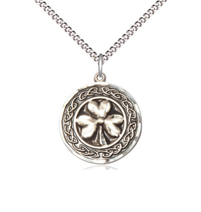 Sterling Silver Shamrock w/Celtic Border Necklace, Bliss Manufacturing