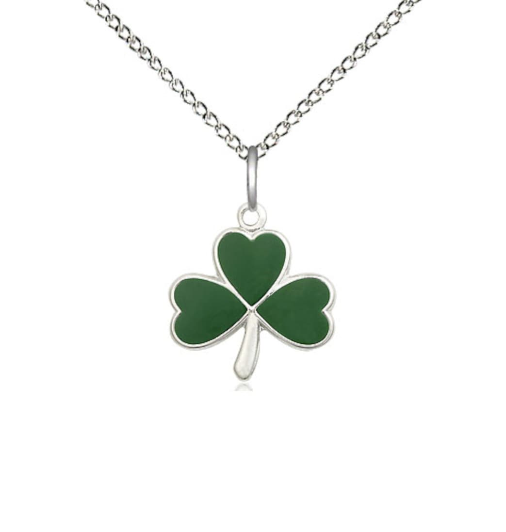 Bliss Sterling Silver Shamrock Pendant on a 18 inch Sterling Silver Light Curb Chain,