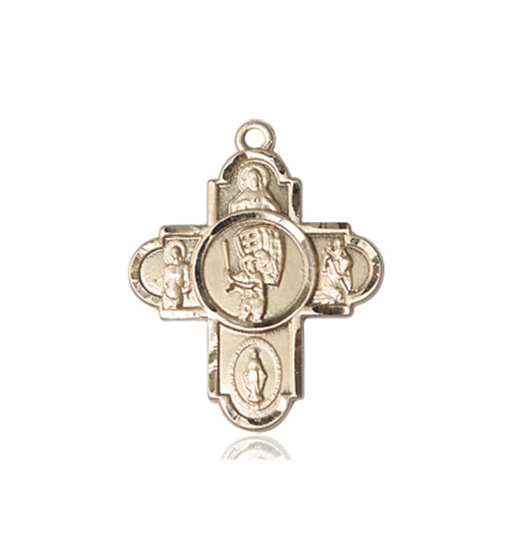 Bliss Manufacturing 5-Way Baseball Cross 14kt Gold Medal,