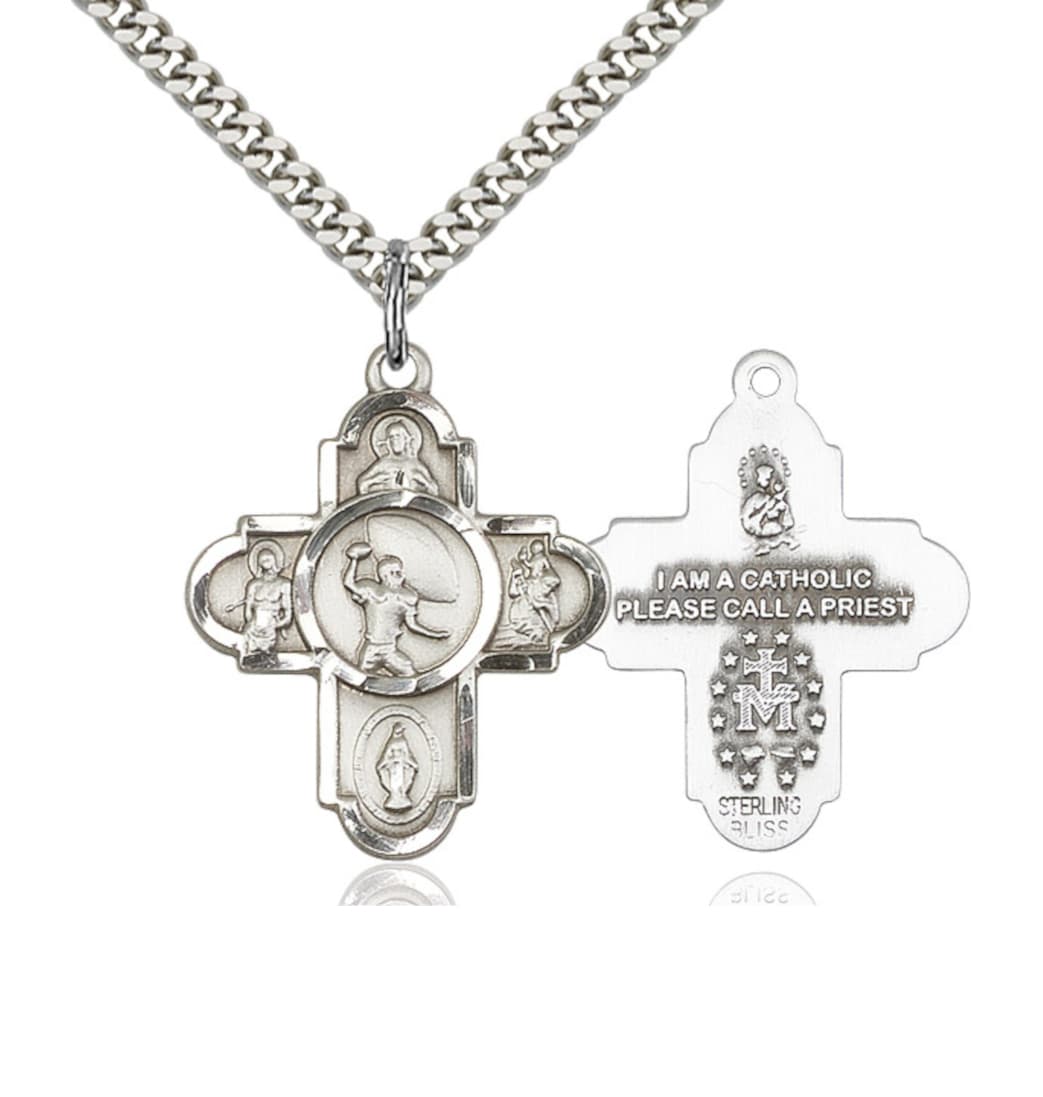 Bliss Manufacturing Football 5-Way Cross Sterling Silver Medal,