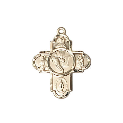 5-Way Basketball Cross 14kt Gold Medal, Bliss Manufacturing