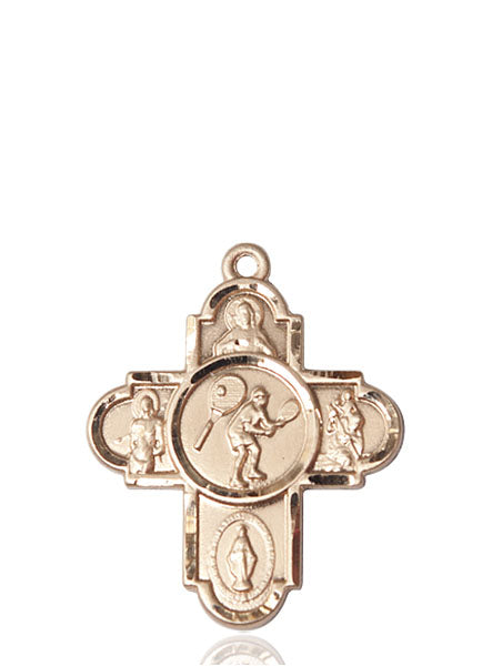 Bliss Manufacturing 5-Way Tennis Cross 14kt Gold Medal,