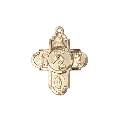 5-Way Swimming Cross 14kt Gold Medal, Measures 1 1/8 Inches In Height And 1 5/8 Inches In Width, Bliss Manufacturing