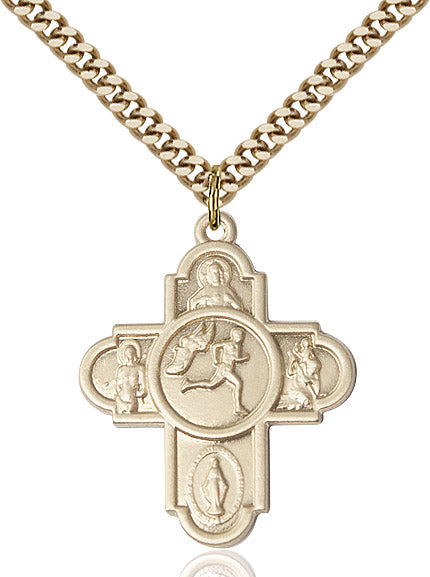 Bliss Manufacturing 5-Way Track & Field Cross Golf-filled Medal Necklace,