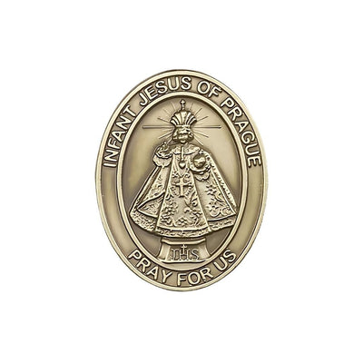 Infant of Prague Auto Visor Clip in Gold Tone, Made in USA, Bliss Manufacturing
