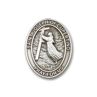 St. Joseph of Cupertino Auto Visor Clip in Pewter, Made in USA, Bliss Manufacturing