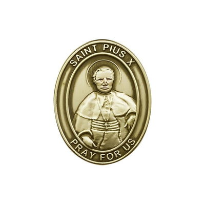 St. Pius X Auto Visor Clip in Gold Tone, Made in USA, Bliss Manufacturing