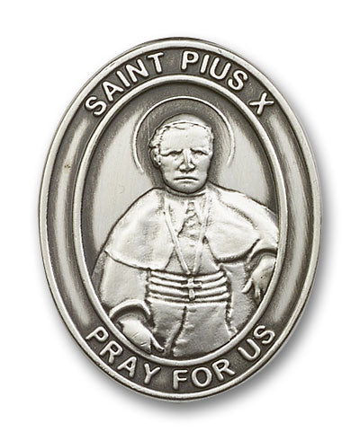 bliss oval st pius x pewter auto visor clip